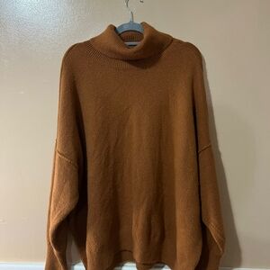 Vince Camuto Tan Ribbed Turtleneck Sweater